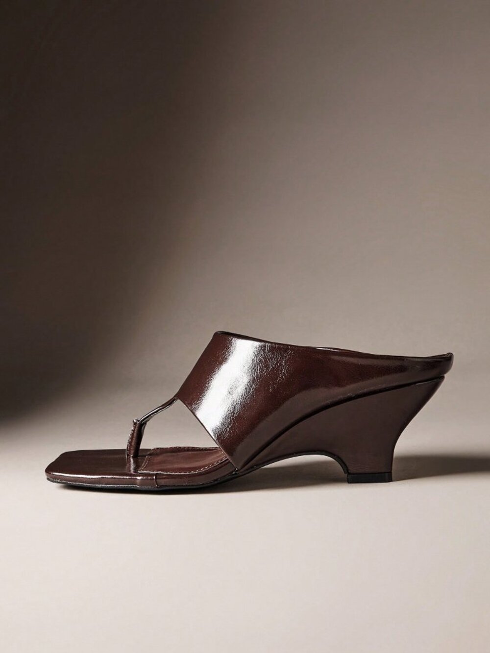 Coffee Brown Women's Minimalist Slip-On Heel Thong Sandals - Picture 2 of 6